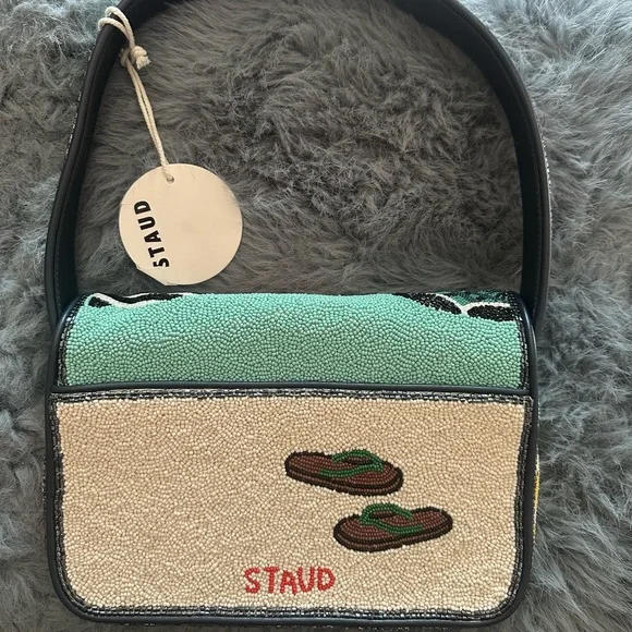STAUD Cream and Green Shoulder Bag with Elegant Design - Picture 2 of 2